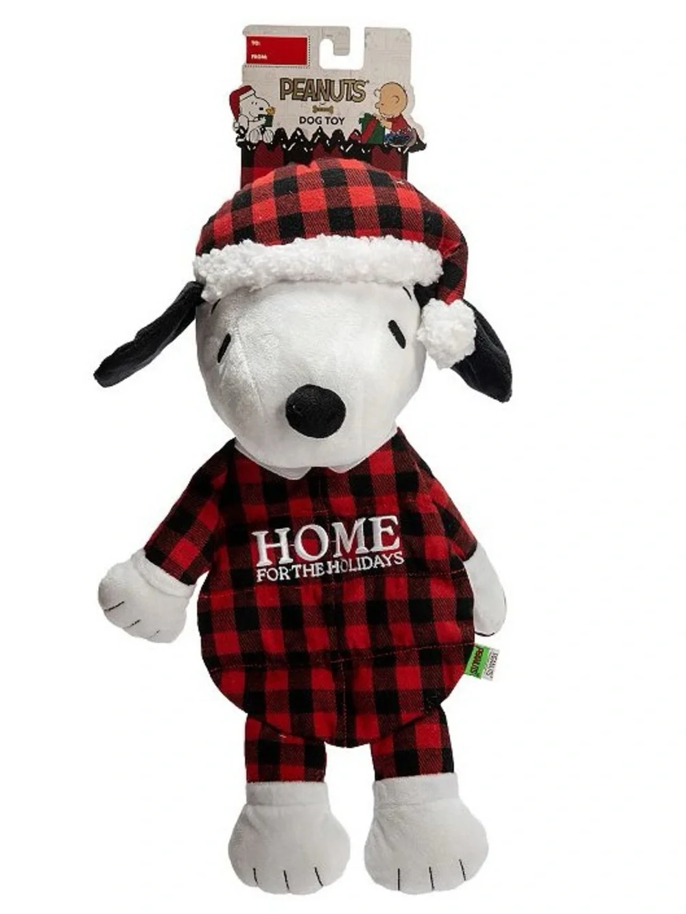 NWT Peanuts Snoopy Plaid Multi-Squeaker Plush Dog Toy 9 Squeakers!!!